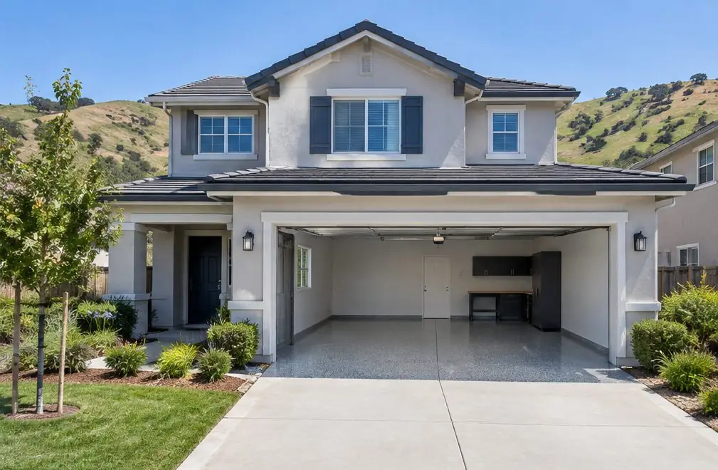 Illustration: a coated garage floor in a typical Deer Valley and Sand Creek home